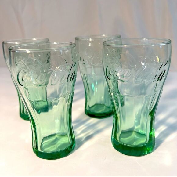 Vintage Set Of 4 Coca Cola Drinking Glasses Drinkware Barware - Picture 1 of 7